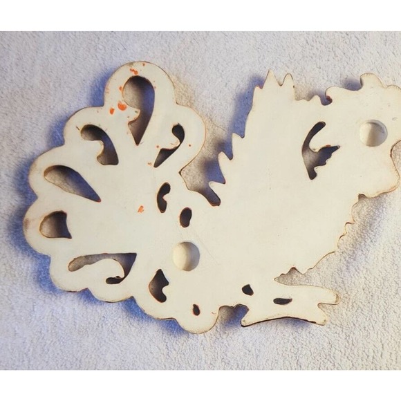 VTG MCM Plaster Fighting Rooster Wall Decor Plaster Plaque Red Gold Drip Glaze - Picture 7 of 9